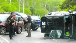 Sandwich police officer hospitalized following rollover crash involving cruiser