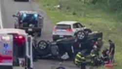 State police cruiser overturns on 495S in Tewksbury, trooper hurt